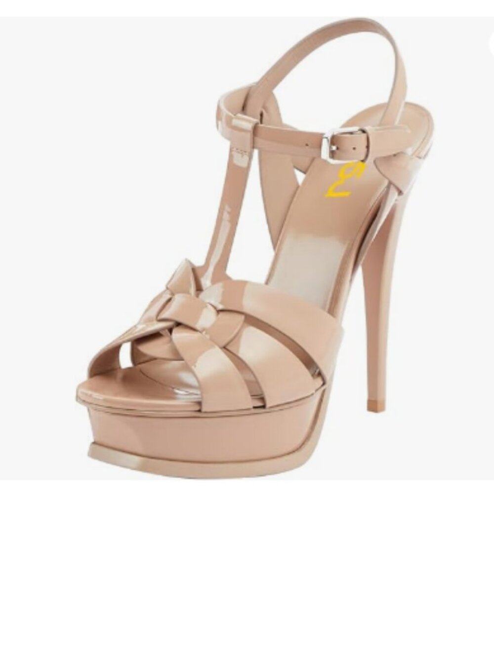 FSJ Nude T-Strap Platform Sandals Peep Toe Ankle Strap Stiletto Heels Shoes